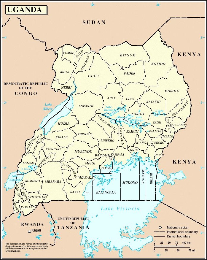 map of uganda showing all districts. Map of Major Roads | Map